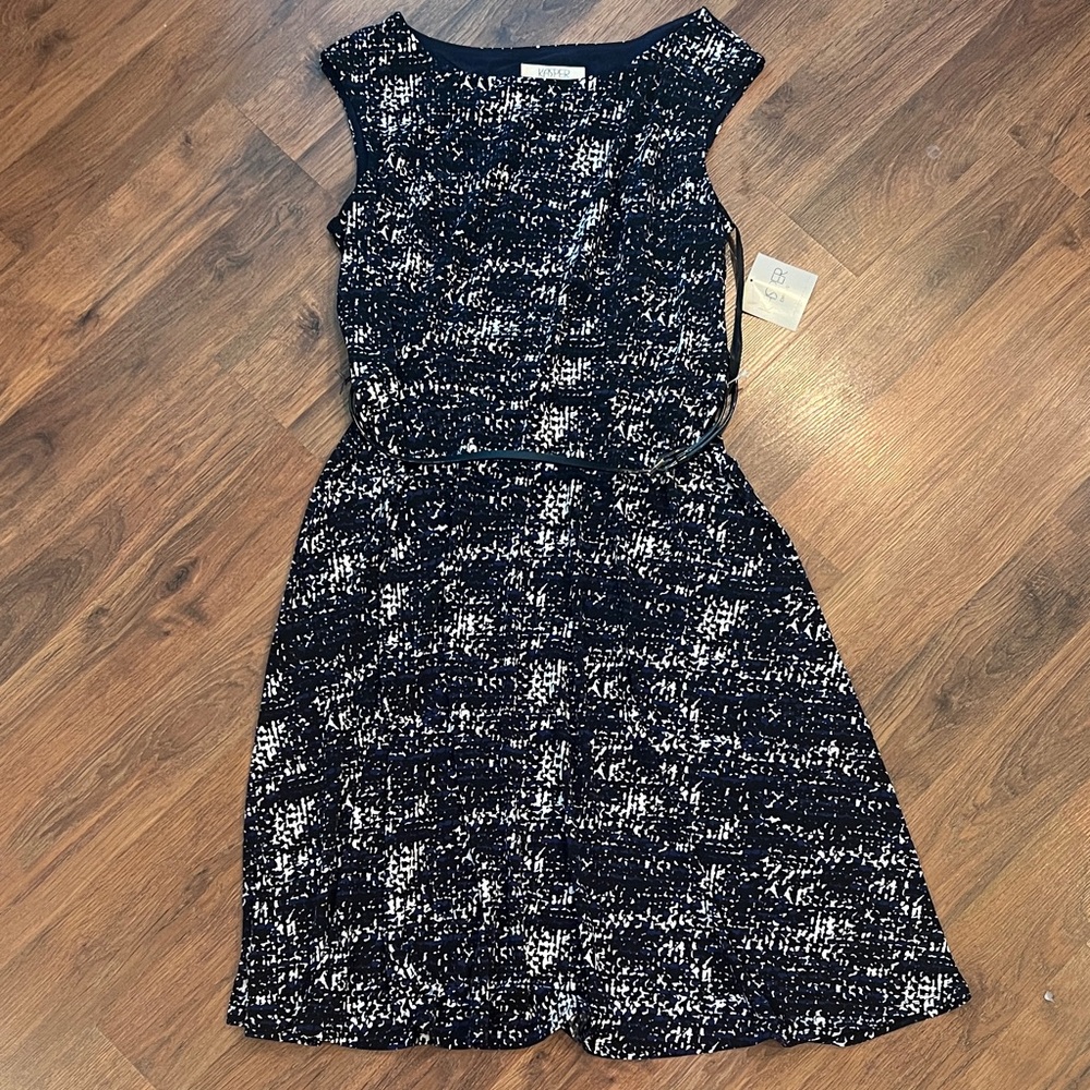Kasper Black and White Midi Dress